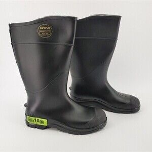 Servus Rubber Boots Mens 10 Black Steel Toe Safety PVC ASTM F2413-18 Made in USA